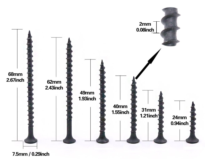 Drywall Screw Chart