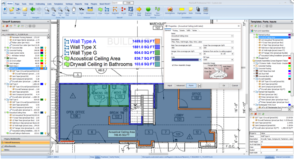 planswift drywall estimating